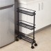 3 Layers Movable Gap Storage Rack Slim Slide Tower Assemble Bathroom Kitchen Shelf with Wheels Space Saving Organizer